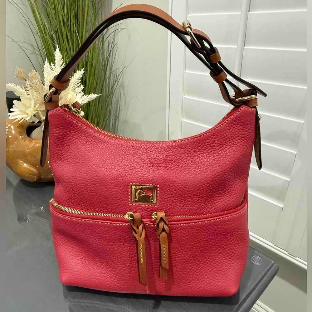 Dooney & Bourke Pink Leather Hobo Bag - Picture 4 of 9